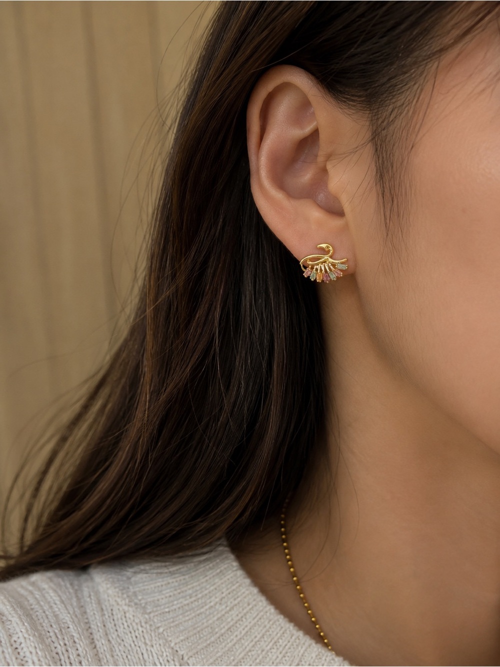 Yellow gold swan 🦢 stud earrings